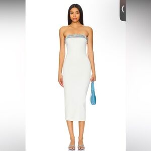 SER.O.YA White Strapless Bodycon Midi Dress